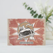 ヴィンテージ セーブ・ザ・デート ラスティック タイポグラフィー カード (スタンド正面)