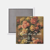 ヴィンテージ・セーブ・ザ・デート！ルノワールの「花瓶のバラ 3」 マグネット (正面/裏面)