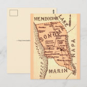 ヴィンテージ ソノマ郡 マップ ポストカード (正面/裏面)