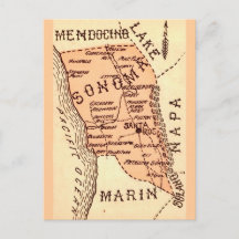ヴィンテージ ソノマ郡 マップ ポストカード