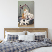 ヴィンテージ・ソフィー・シュペルリヒ・キャッツ・イン・バスケット キャンバスプリント (インサイチュ (寝室))