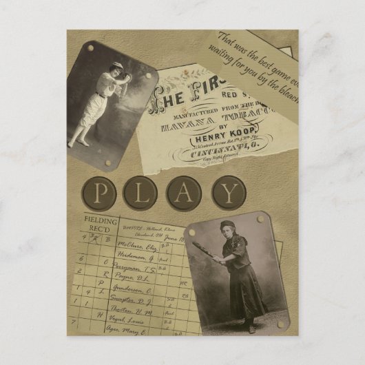 ヴィンテージ「ソフトボール」スクラップブックポストカード ポストカード (正面)