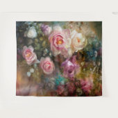 ヴィンテージ ソフト ホワイト アンド ピンク ローズ ペイント タペストリー (正面(横))