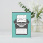 ヴィンテージ タイプライター カスタム メッセージ ティール ポストカード (スタンド正面)