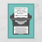 ヴィンテージ タイプライター カスタム メッセージ ティール ポストカード (正面)
