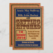 ヴィンテージ タイポグラフィー ウェスタン ウェディング インビテーション (正面/裏面)