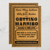 ヴィンテージ タイポグラフィー ウェスタン ウェディング インビテーション (正面/裏面)