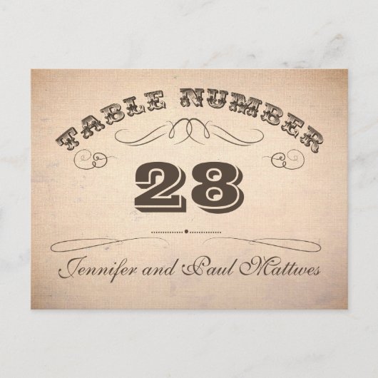 ヴィンテージ タイポグラフィー テーブル ナンバー カード (正面)