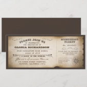 ヴィンテージ タイポグラフィー 卒業式 招待チケット 招待状 (正面/裏面)