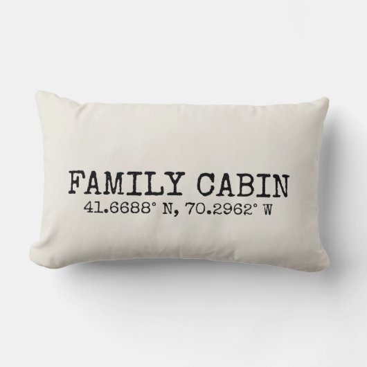 ヴィンテージ タイポグラフィ カスタム座標 アイボリー ランバークッション (正面)