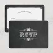ヴィンテージ タイポグラフィ フレア 黒板 RSVP (正面/裏面)