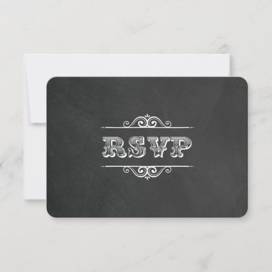 ヴィンテージ タイポグラフィ フレア 黒板 RSVP (正面)