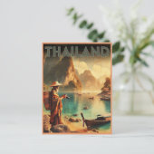 ヴィンテージ タイ旅行 おじさん ギフト ポストカード (スタンド正面)