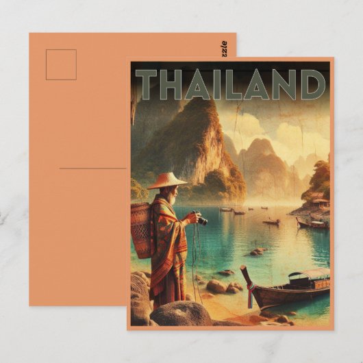 ヴィンテージ タイ旅行 おじさん ギフト ポストカード (正面/裏面)