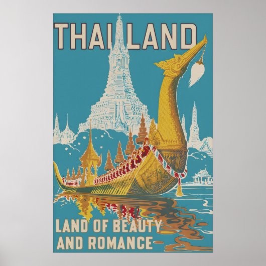 ヴィンテージ タイ旅行 ポスター印刷, サイアム寺院 ポスター (正面)