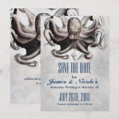 ヴィンテージ タコの結婚式 Save the Date 招待状 (正面/裏面)