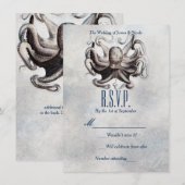 ヴィンテージ タコ ビーチ シー ソルト ウェディング RSVP カード (正面/裏面)