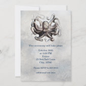 ヴィンテージ タコ 海塩 ビーチ ウェディング 招待状 (裏面)