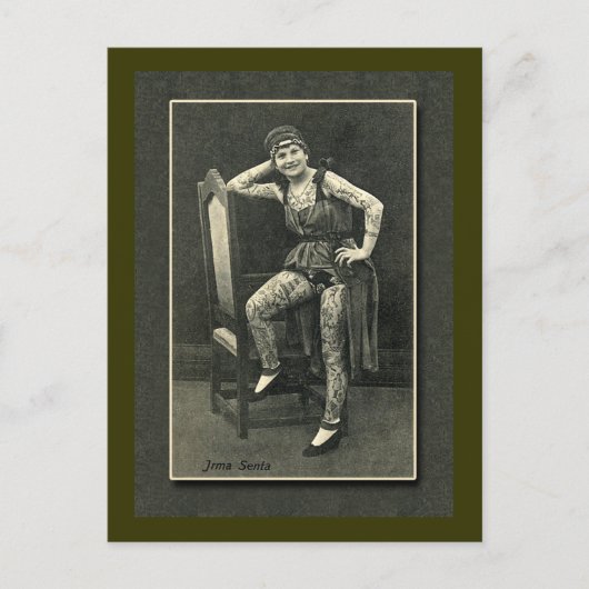 ヴィンテージ タトゥー レディ カードまたはポストカード ポストカード (正面)