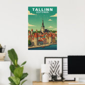ヴィンテージ タリン エストニア 中世の街の旅 ポスター (ホームオフィス)