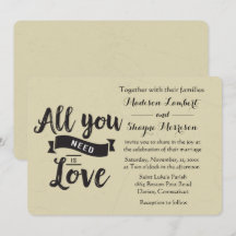 ヴィンテージ タン アンド ブラック ウェディング ラブ クォート インビテーション