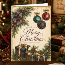 ヴィンテージ タータンチェックのギフトとオーナメント クリスマス