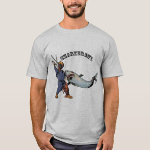 ヴィンテージ・ダイバーがサメと戦うロブスターURM Tシャツ