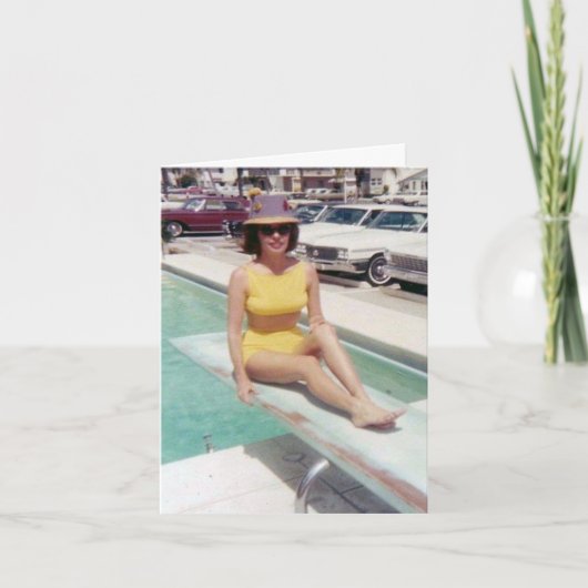 ヴィンテージ「ダイビングボード上」ノートカード シーズンカード (正面)