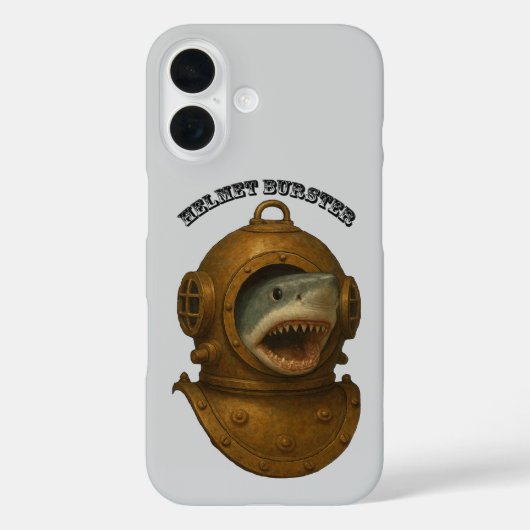 ヴィンテージ ダイビング ヘルメット URM サメ Case-Mate iPhoneケース (裏面)