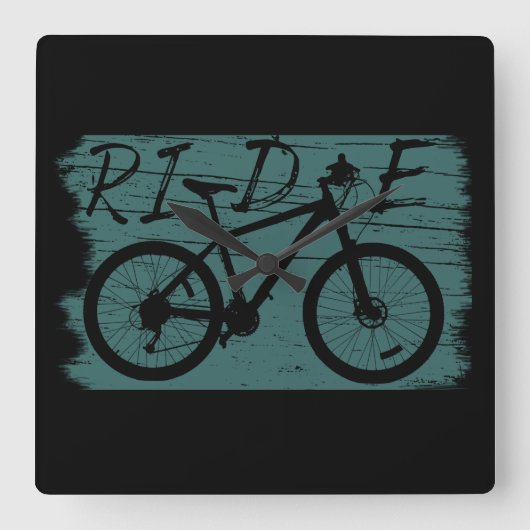 ヴィンテージ ダウンヒル MTB - マウンテンバイクに乗ろう スクエア壁時計 (正面)
