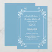 ヴィンテージ・ダスクブルーとホワイトの渦巻き　結婚式後 招待状 (正面/裏面)