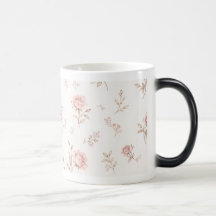 ヴィンテージ ダスティピンクのバラの花柄 コーヒーマグ