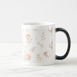 ヴィンテージ ダスティピンクのバラの花柄 コーヒーマグ モーフィングマグカップ