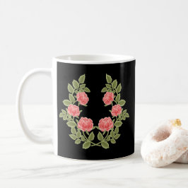 ヴィンテージ ダスティピンクのバラの花柄 - ロマンティック コーヒーマグカップ