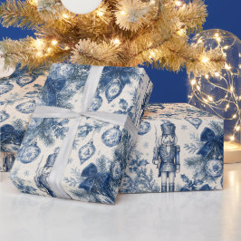 ヴィンテージ ダスティブルー クリスマス トワル ソルジャー人形 ラッピングペーパー