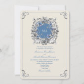 ヴィンテージ ダスティーブルー ウェディング 招待状 (正面)
