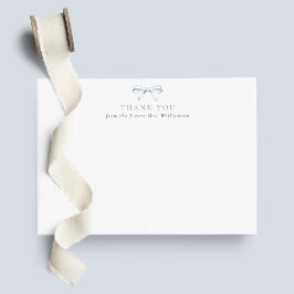 ヴィンテージ ダスティーブルー ボウ フューチャー ミセス ブライダル シャワー サンキューカード