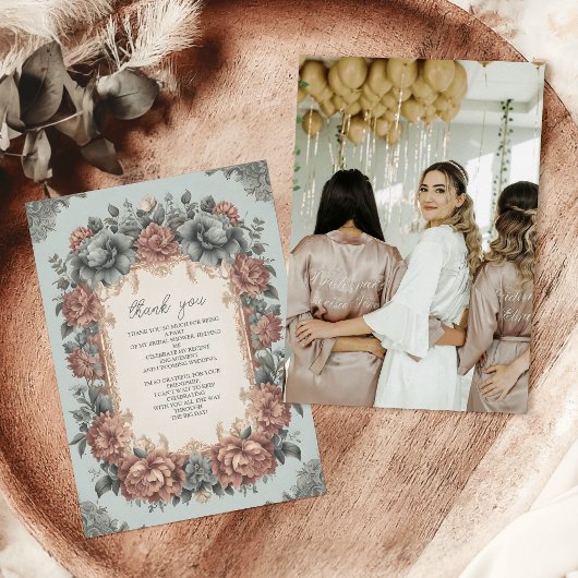 ヴィンテージ ダスティーブル アールヌーヴォー ブライダルシャワー フォト サンキューカード