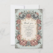 ヴィンテージ ダスティーブル アールヌーヴォー ブライダルシャワー フォト サンキューカード (正面)