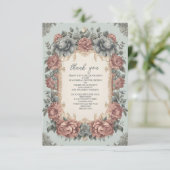 ヴィンテージ ダスティーブル アールヌーヴォー ブライダルシャワー フォト サンキューカード (スタンド正面)