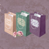 ヴィンテージ ダスティ ピーチ ダマスク オーダーメイド ミディアムペーパーバッグ