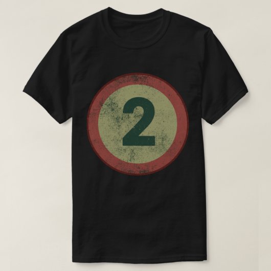 ヴィンテージ ダストレス加工 ナンバー2 Tシャツ (デザイン正面)
