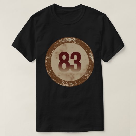 ヴィンテージ ダストレス加工 数字 83 Tシャツ (デザイン正面)