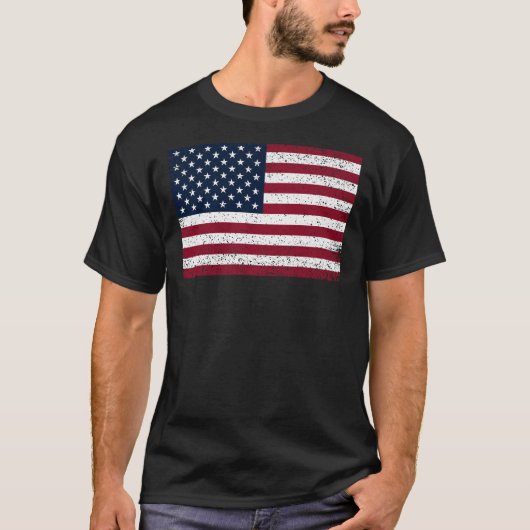ヴィンテージ ダストレス アメリカ国旗 グラフィック Tシャツ (正面)