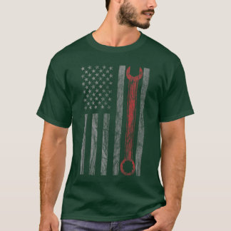 ヴィンテージ ダストレス メカニックシャツ メカニック USA フラグ Tシャツ