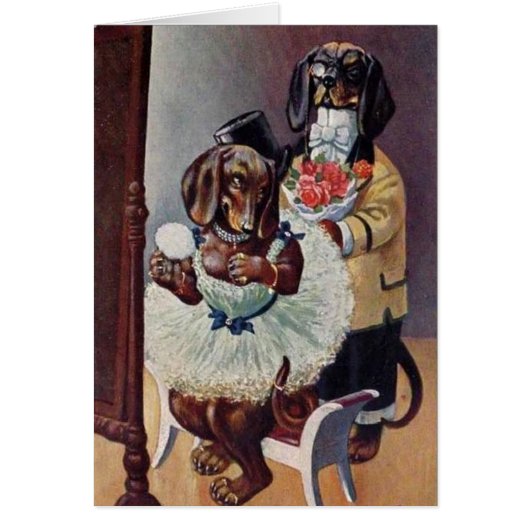 ヴィンテージ-ダックスフントのカップルのための日付夜、 (正面)