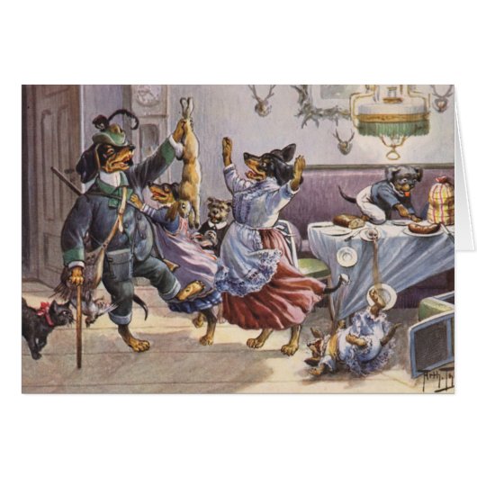 ヴィンテージ-ダックスフント家族、 (正面横)