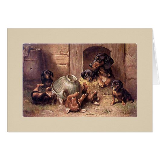 ヴィンテージ-ダックスフント家族、 (正面横)