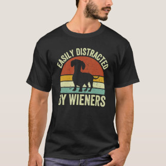 ヴィンテージ ダックスフンド ウィーナーに簡単に気を取られる犬 Tシャツ