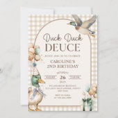 ヴィンテージ ダック ダック デュース バルーン 2歳 誕生日 招待状 (正面)
